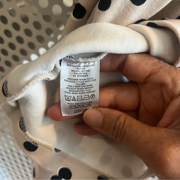 Ann Taylor Polka Dot Short Puffed Sleeve Top Size XL in Cream and Black - Picture 4 of 7